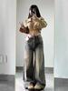 2025 Women's High-Waist Retro Straight Leg Jeans: Slimming, Loose-Fit, Wide-Leg Autumn Pants