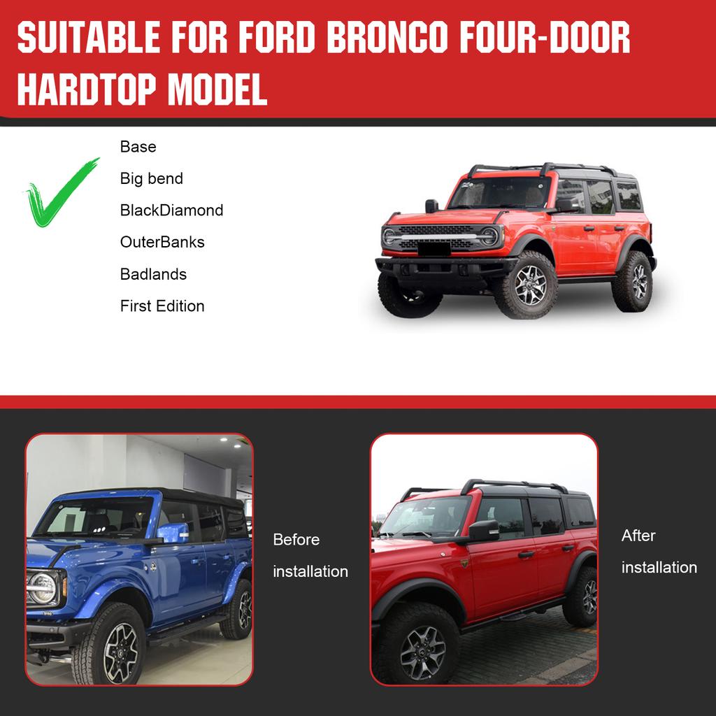 For Ford BRONCO Extended Roof Rack Lightweight Hardtop Cross Bars Kit Roof Expansion Platform Luggage Frame Modification