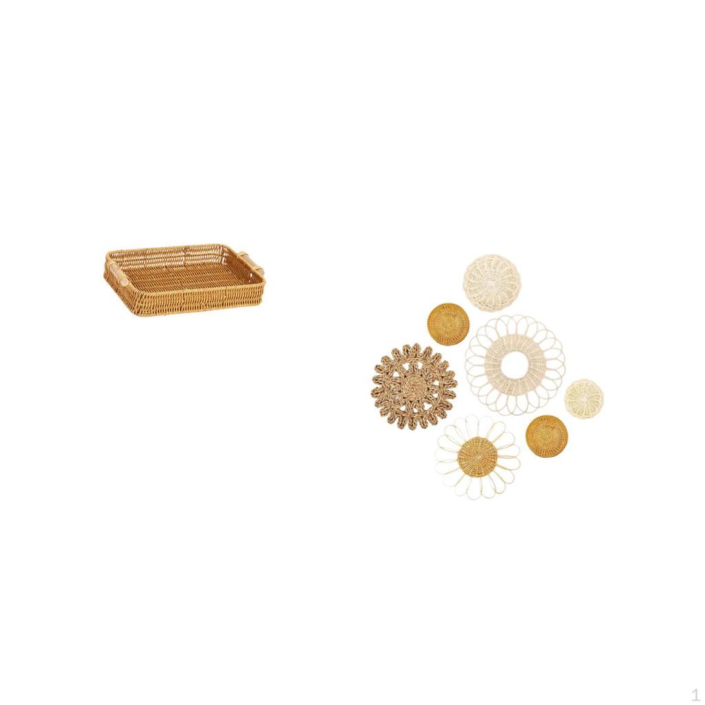 Woven Fruit Basket Snack Bowl Bread Plate for Desktop Wall Hanging Decor Ornaments Unique Rattan