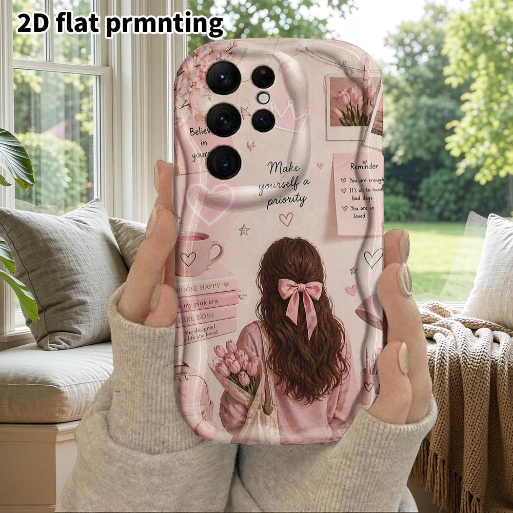 Phone Case: 2D Flat Samsung Galaxy A34 A35 M05 M06 S20 S22 S21 FE Plus 5G Protective Case, Couple Style, Holding Tulips, Christmas and Halloween Gift