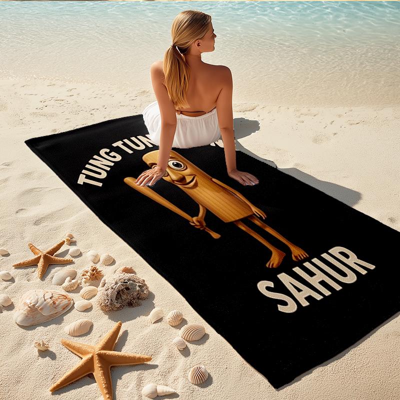 1Pc Tung Tung Sahur Adventure Beach Towel Quick Dry Multiuse For Beach Pool Gym Yoga Home Travel Christmas Halloween Xmas Gift L1113