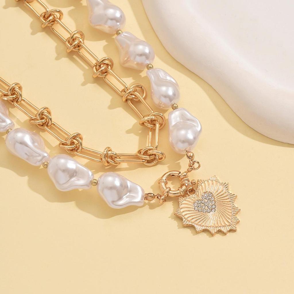 Baroque Pearl Necklace with Irregular Chain for Girls