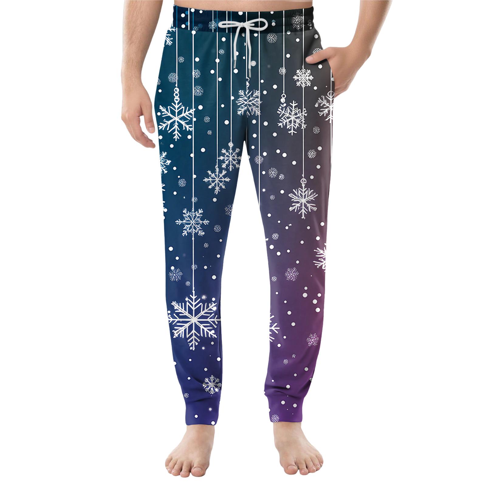 

Мужские повседневные брюки с карманами на кулиске и манжетами, домашние брюки для сна M синий