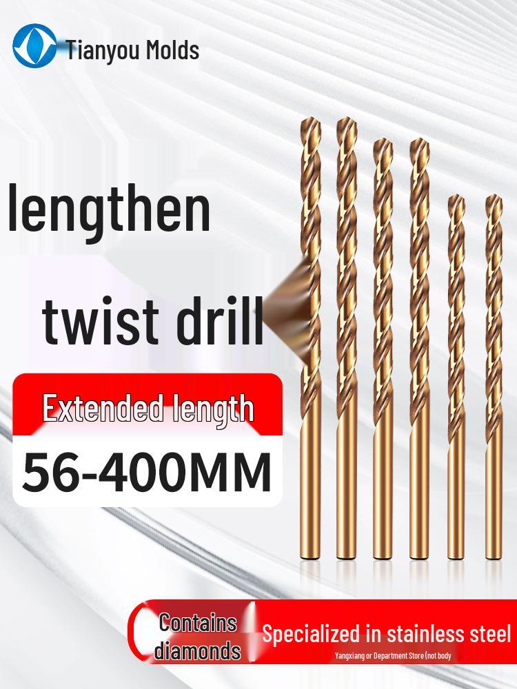 High-Strength Ultra-Long Cobalt Twist Drill Bit for Stainless Steel and Wood.