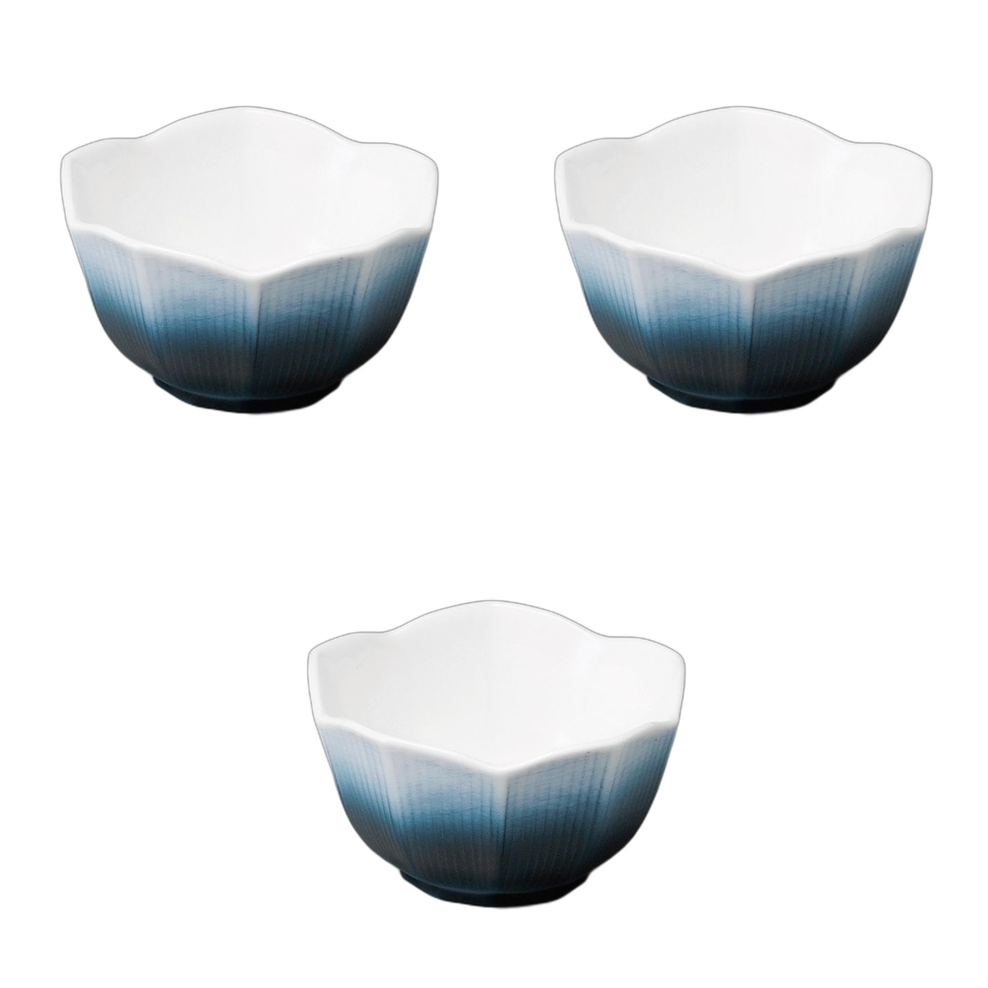 Setomonohonpo (Setomonohonpo) Set of 3 Small Indigo Bellflower-Shaped Bowls (8.3 x 5cm) | Small Bowls, Ceramic