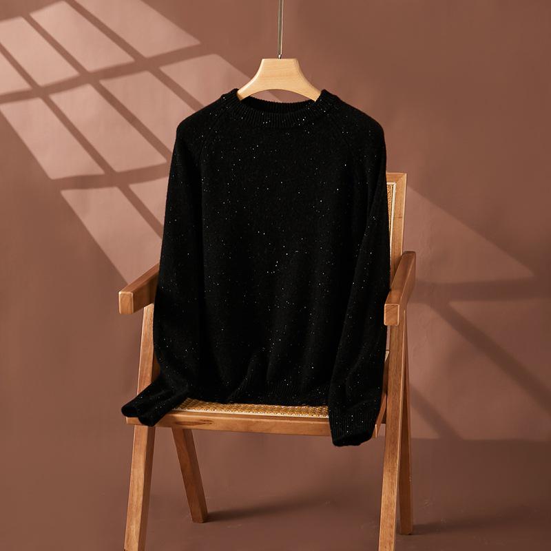 2025 Autumn/Winter Women's Polka Dot Cashmere Sweater with Raglan Sleeves