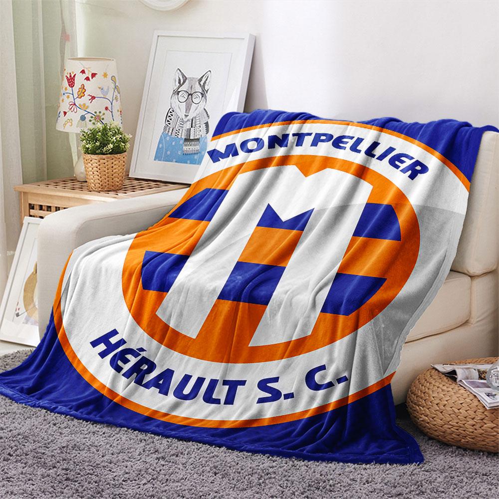 Montpellier HSC Logo FlAannel Blanket, High Quality Comfortable for All Seasons, Home Decor, Warmth and Comfort