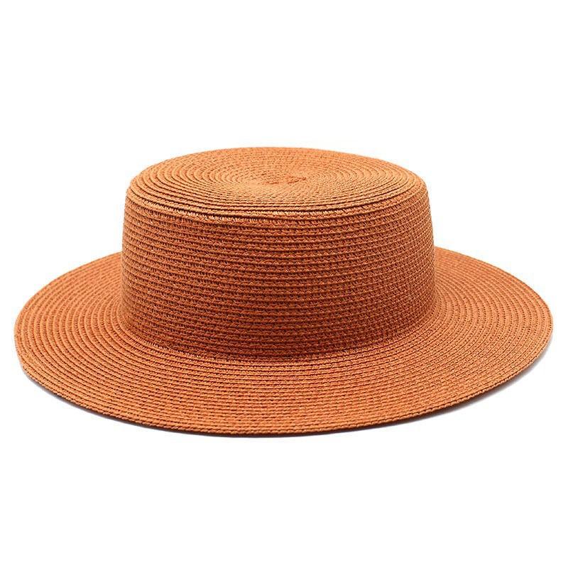 Seaside vacation beach sun protection sun hat green straw hat light board DIY versatile British flat top top top hat