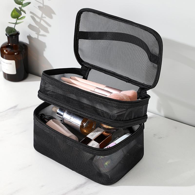 High-Capacity Mesh Cosmetic Bag for Women - Premium Toiletry Storage
