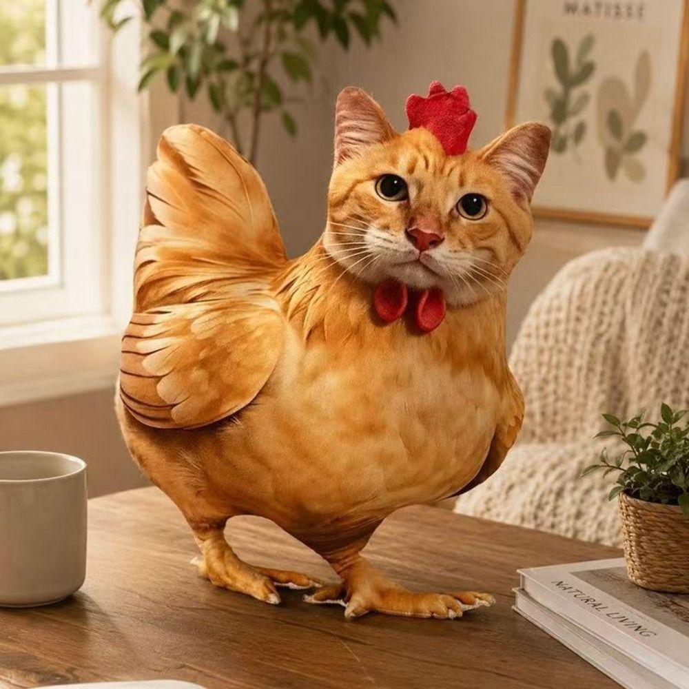 Realistic Looking Rooster Cat Plush Toys PP Cotton Filled Rooster Hen Plush Pendant Doll Toy