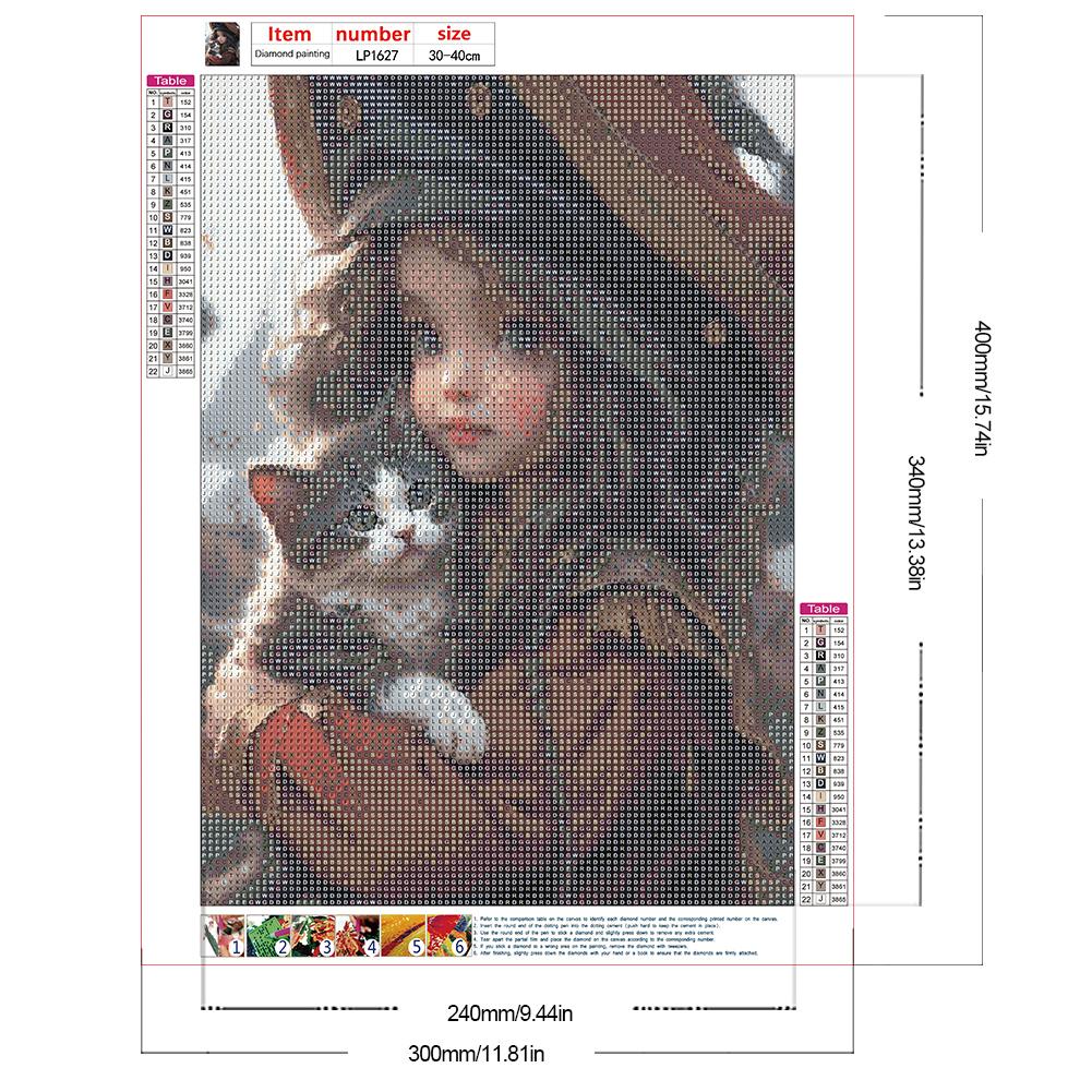 30*40CM 5D DIY Vollrunde Bohrer Strass Süßes Mädchen Kit Kunsthandwerk Mosaik Malerei Stickerei Handgefertigt Heimdekoration Geschenk