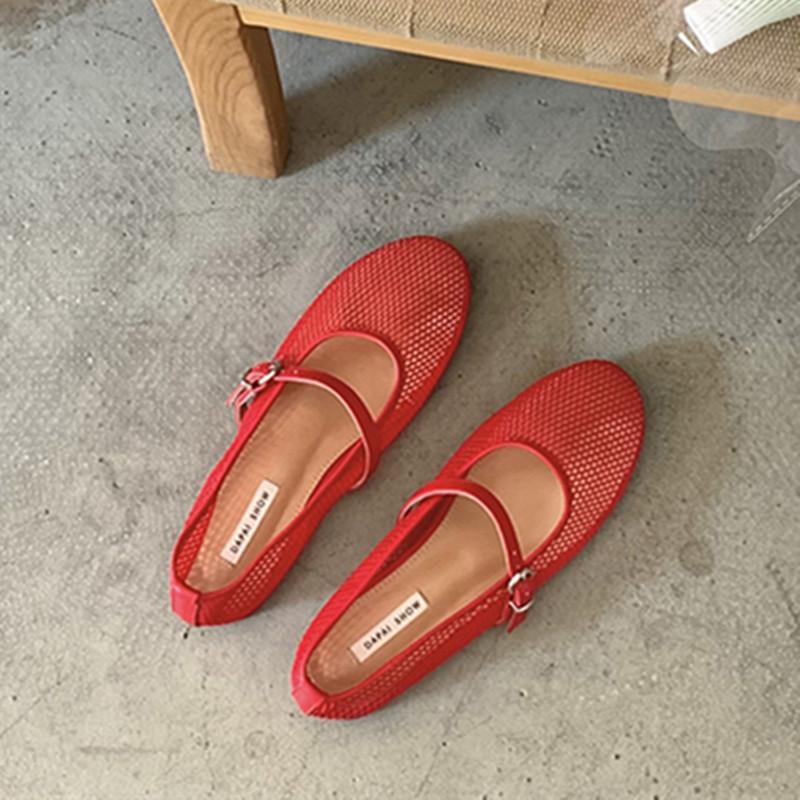 Fashion Bailamos Women Flats Summer Wear Round Toe Straight Buckles Sandals Casual Comfortable Flats Cut-out Mary Jane Single Shoes