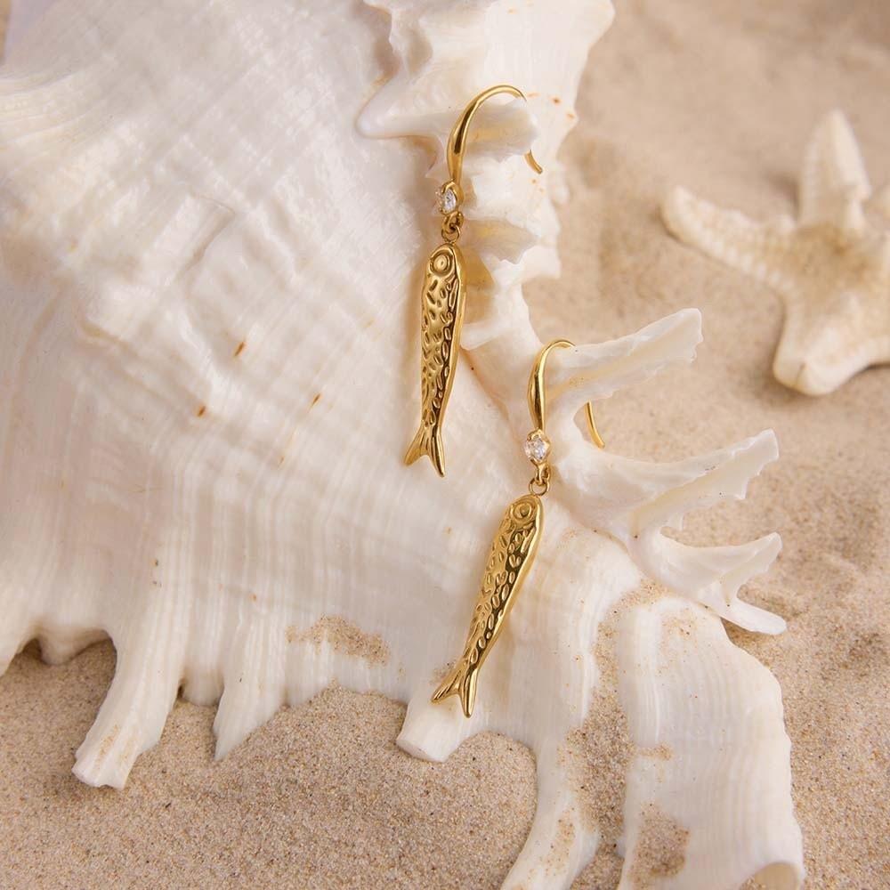 1 pair Exquisite Plated Fish Eardrops DIY Golden Fish Earrings Mini Metal Carp Earrings for Gifts