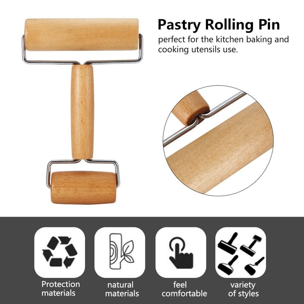 Beech Wood Wooden Dough Roller Food-Safe Pastry Roller Durable Dough Roller  DIY A-S