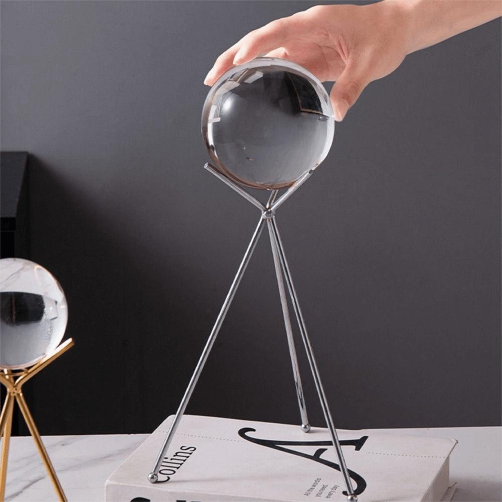 Simple Triangle Crystal Ball Base Gold/Silver Sphere Display Stand  Desktop Ornaments