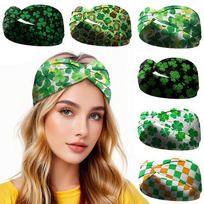St. Patrick's Day Hairband Irish  Print Cross Hairband Sports Yoga Hair Accessories Elastic Headband