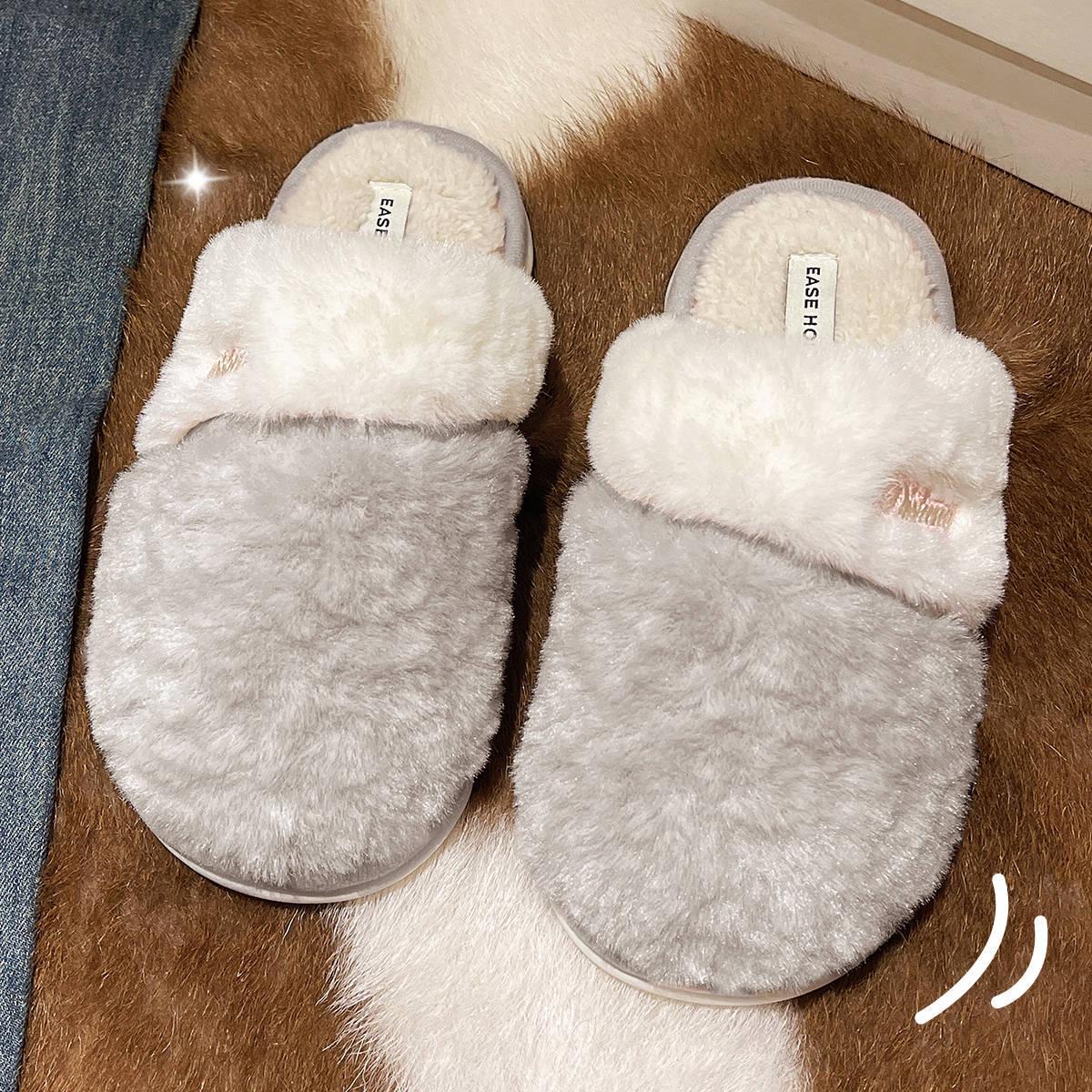Women s and Men s Non-Slip Winter Plush Cotton Slippers 42-43 (Fit 41-42) серый
