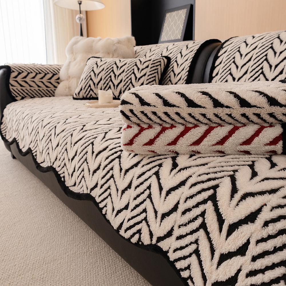 Winter Plush Sofa Cushion Soft For Living Room Cotton Velvet Anti-Slip Home Protection Cover For Autumn And Winter Use
