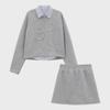 Trendy Korean-Style College Three-Piece Set: Sweatshirt, Shirt, Short Skirt