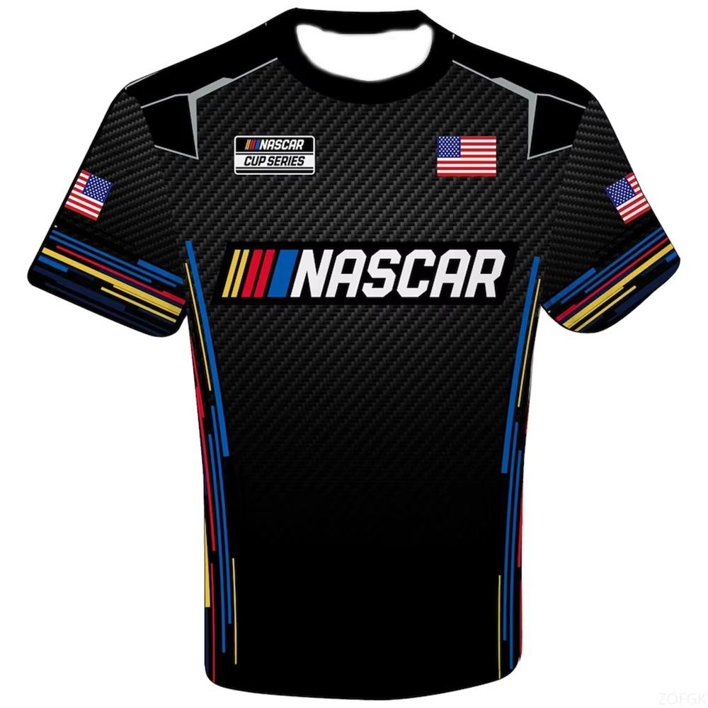 Men's Round Neck Tops NASCAR Checkered Flag Sports Uniform Breathable Quick-Drying T-Shirt Unisex Casual Tees Beachwear Surfing