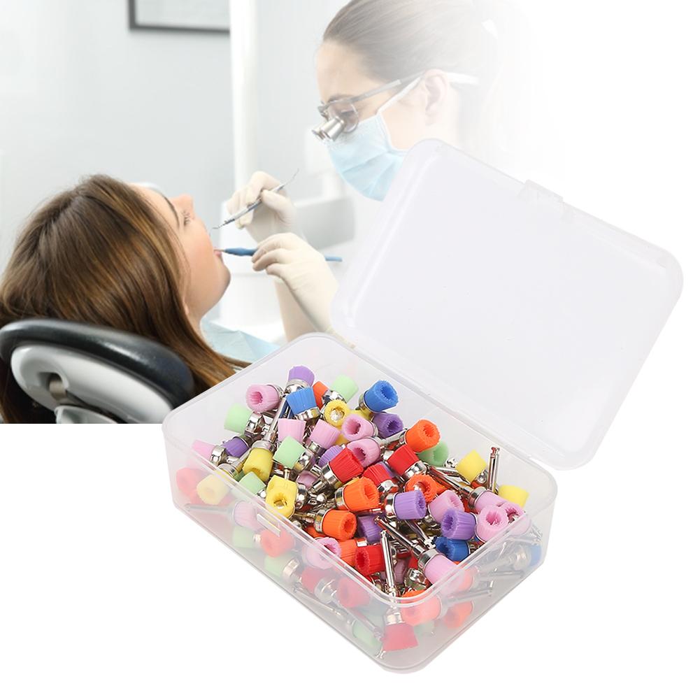100Pcs Dental Polisher Nylon Teeth Polishing Brush  Dental Supply with Storage BoxMixed Color