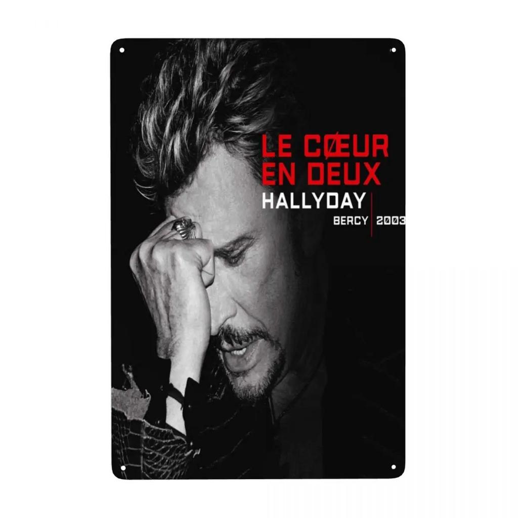 Motorrad Johnny Hallyday Schild Custom Retro Französischer Rocksänger Metallschilder für Club Cafe Restaurant Man Cave Bar Wanddekoration