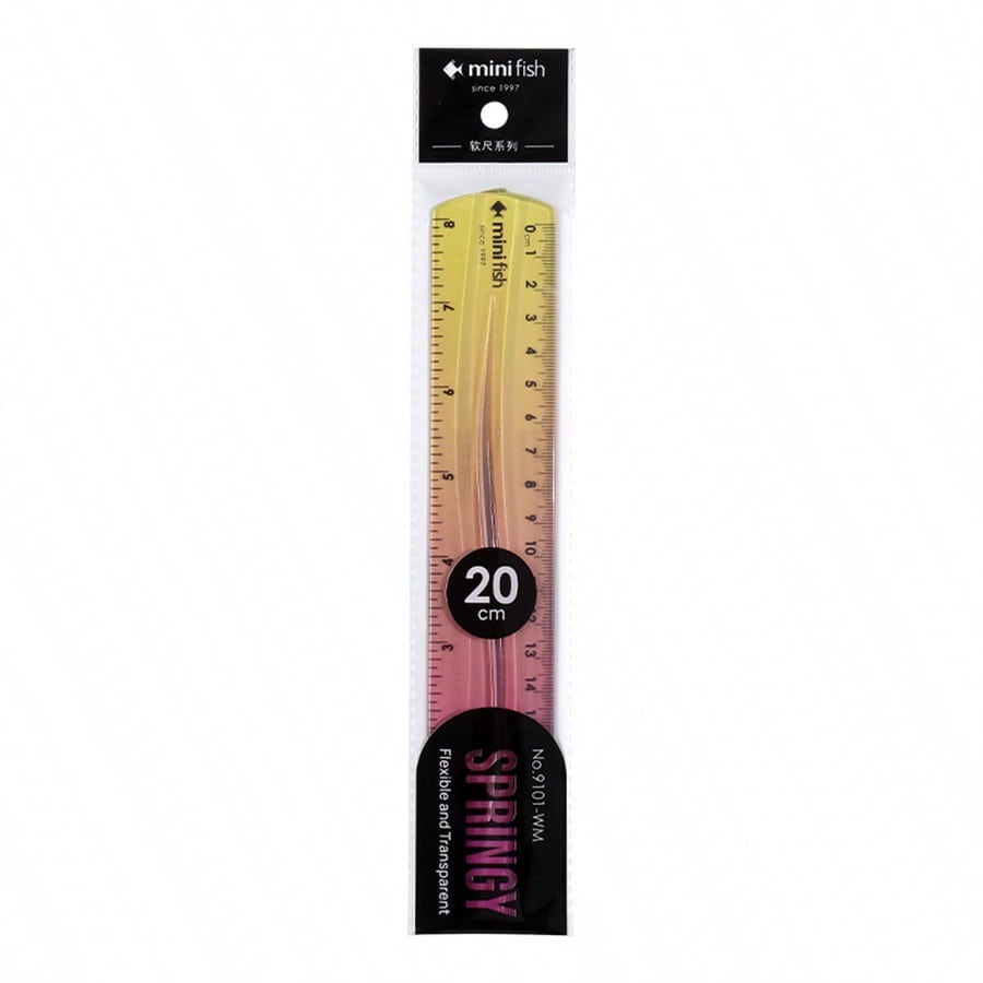 20cm/15cm Flexible Soft Ruler Gradient Rainbow Color Style Dual Unit Measurement In Cm and Inch  for Office Students School Use