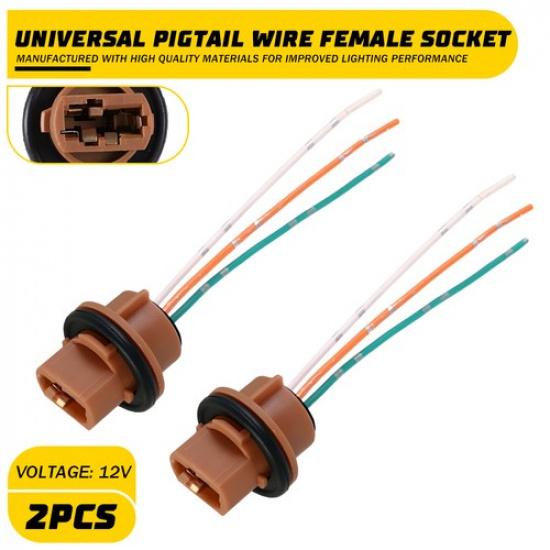 

2x 2644 Pigtail Female Wire Socket 7443 Two Harness Brake Tail Stop Replace US