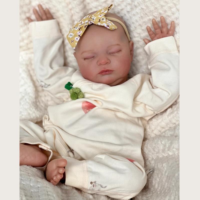 49 cm Stoffkörper Sichtbare Venen Simulationspuppe 19 Zoll Bebe Neugeborenes Reborn-Puppe Laura Handgefertigt 3D Bemalte Haut Bereits Fertig Realistische Babypuppen
