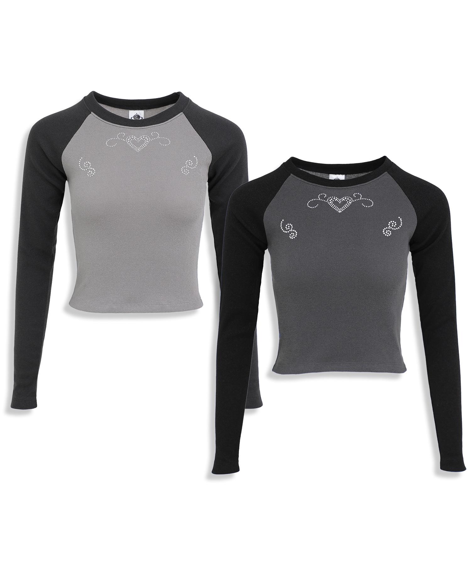 Plasma Sphere Soul Heart Raglan Long Sleeve Tee_ 2 Colors Dark Grey/Free