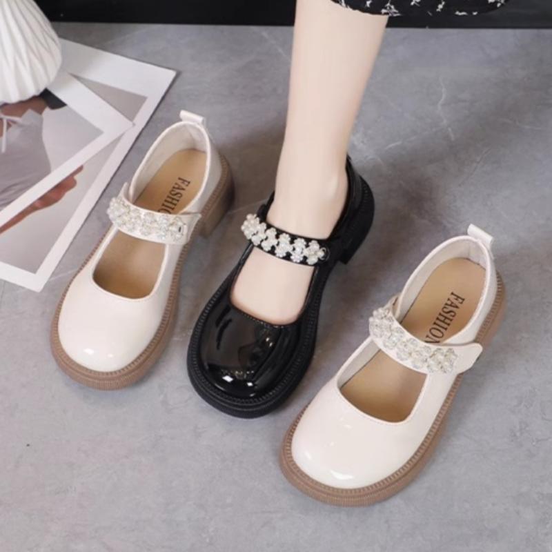 Girls' Leather Shoes Spring and Autumn Single Shoes Small Leather Shoes British Performance Girls Soft Sole Children's Shoes