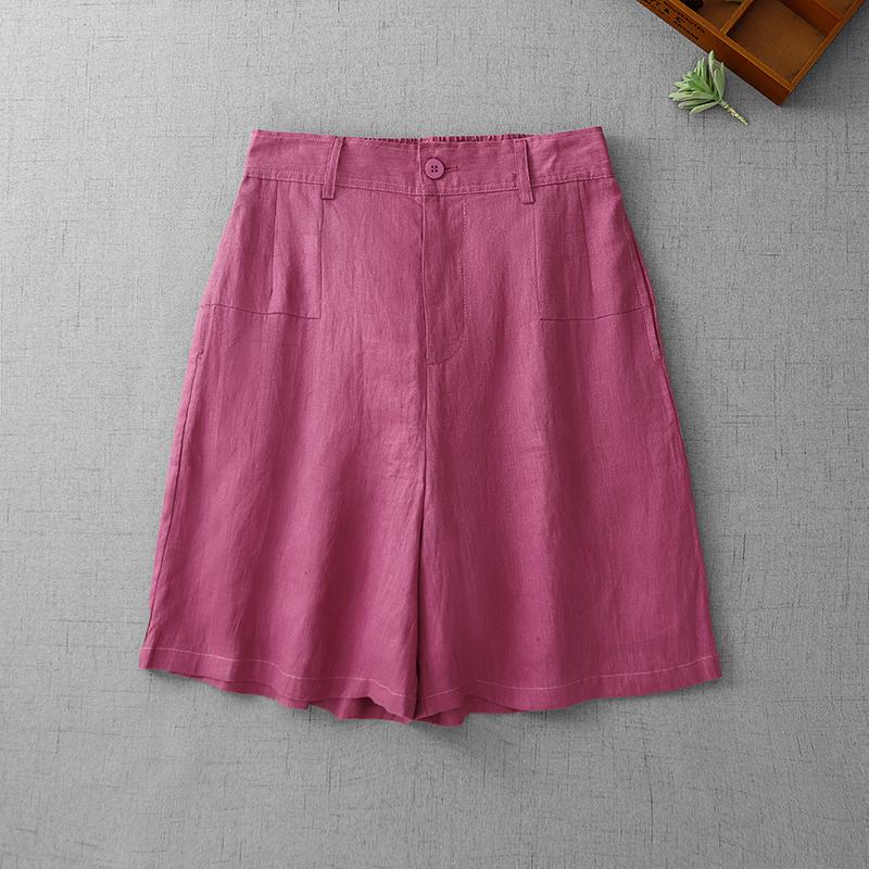 

DIMANAF Summer Loose Plus Size Shorts Women Basic Pants Thin Casual Female Trousers Linen Pants 2XL розовый
