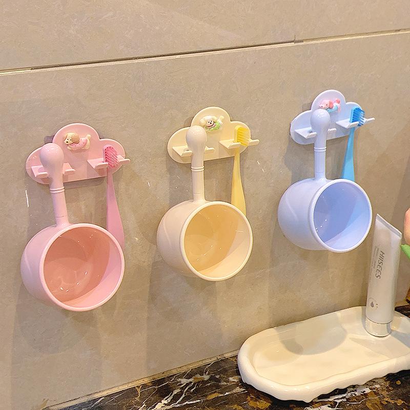 Dachshund Design Wall Mount Toothbrush Holder No Drill Installation For Kids Bathroom Cup Storage Set Bathroom Organizer Rack