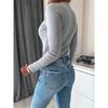 JKASHDK Women's Fashion Casual Spring Autumn Solid Color Print Long Sleeve O-Neck Blouses & Shirts