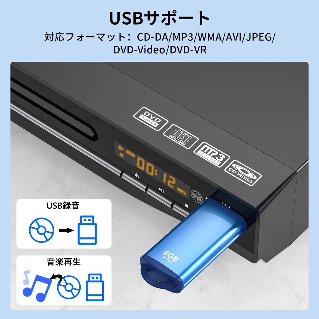 [Modell 2025] ASUTAS DVD-Player, 1080P-Unterstützung, Nur DVD/CD-Wiedergabe, Regionenfrei, CPRM-kompatibel, Spielt aufgenommene Programme und terrestrisches Digitalfernsehen ab