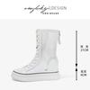 Leather summer thin net boots women's new fashionable versatile thick bottom inner height increase women's hollow cool boots