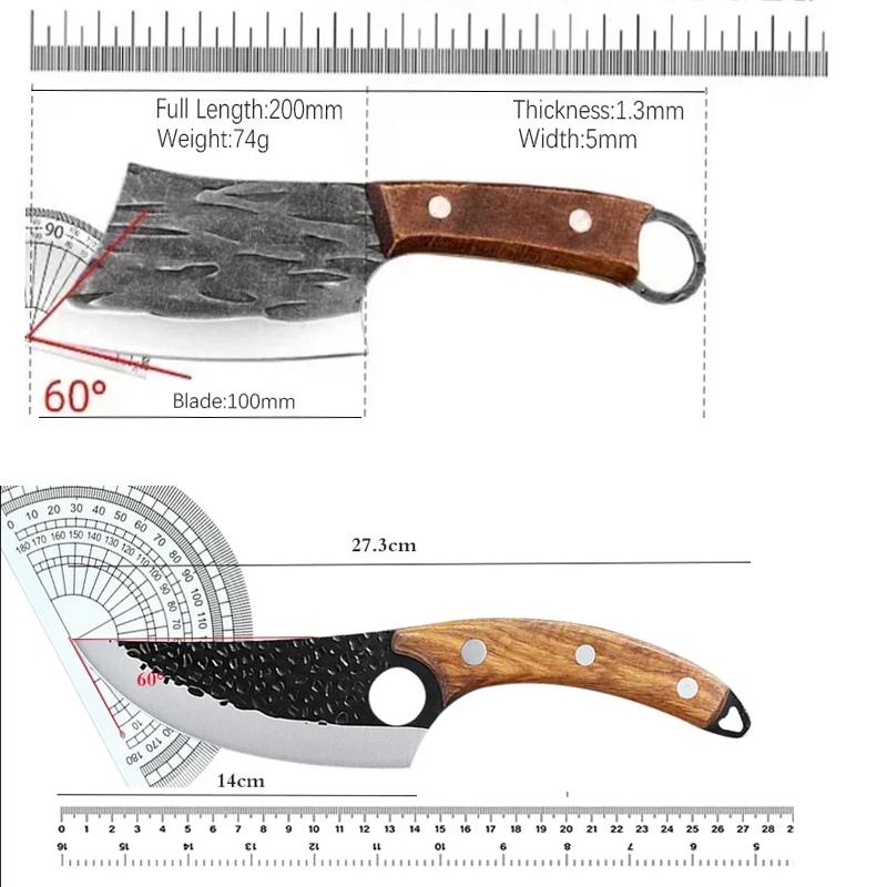 Stainless Steel Butcher Boning Knife Handmade Forged Knife Meat Cleaver Vegetable Slicing Knife Fish Knife with Wooden Handle