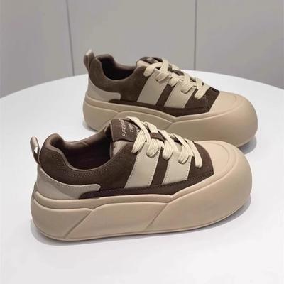Retro Maillard Brotschuhe Damen Herbst neue vielseitige Plateau-Freizeit-Board-Schuhe