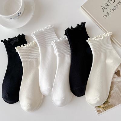 Calcetines cortos japoneses de invierno con borde enrollado, bonitos calcetines para mujer, calcetines frescos de invierno con borde de madera para mujer, calcetines cortos de estudiante Lo Niang