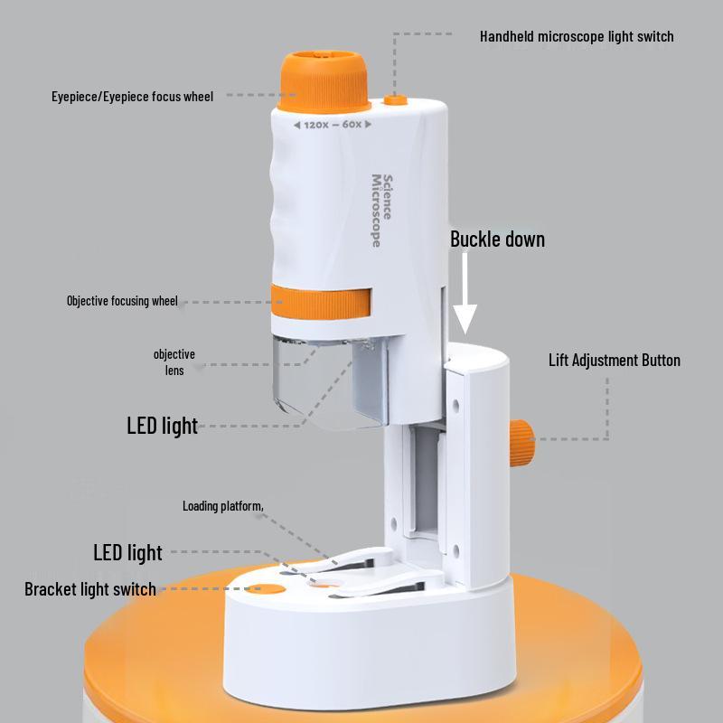 Kids' Portable Microscope Kit: Science Education Toy for Primary School Experiments