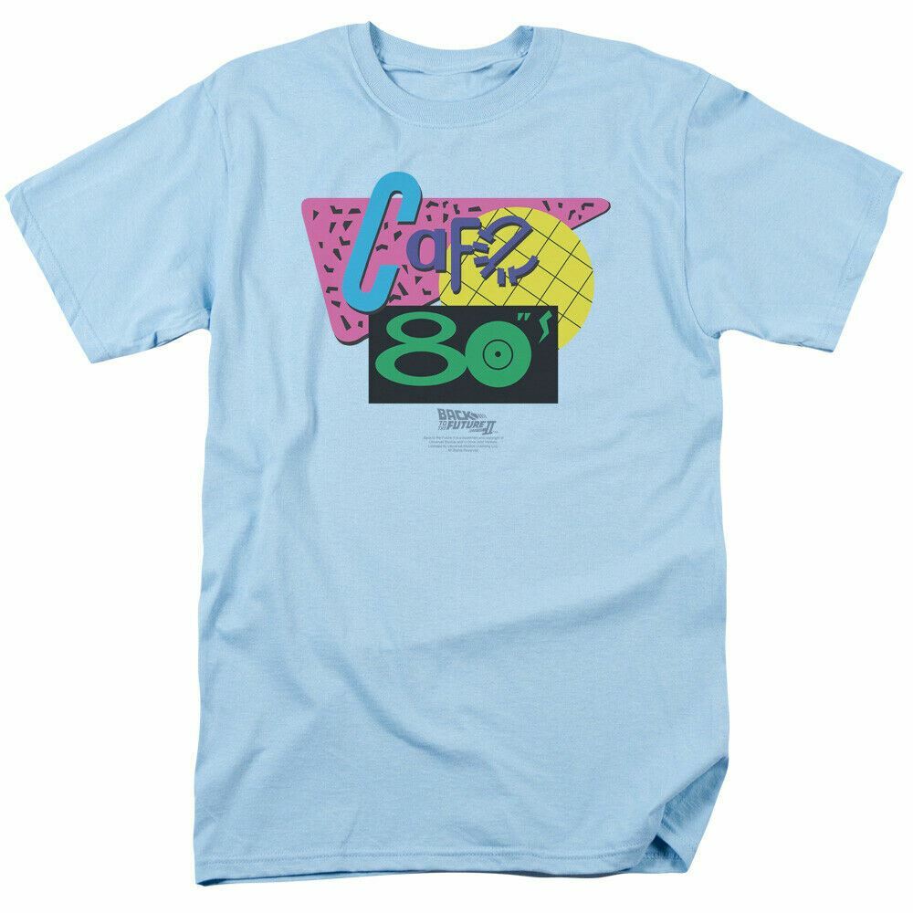 26 Back to the Future II Cafe 80s T Shirt Mens Licensed Retro Movie Tee Light Blue Unisex T-Shirt XXL