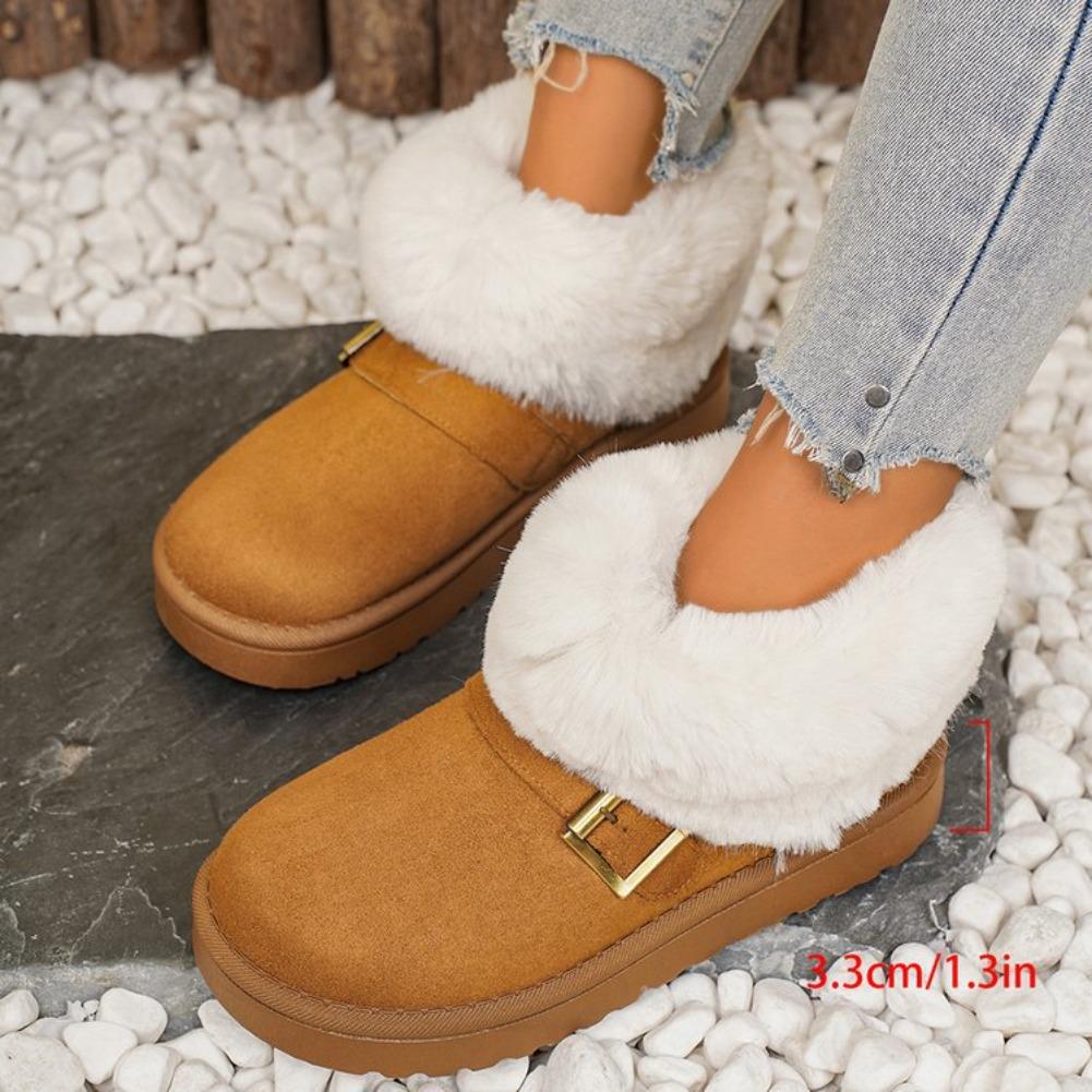 Women's Winter Snow Boots Thicken Plush Warm Cotton Suede Ankle Non-Slip Platform Casual Boot   Style Warmth
