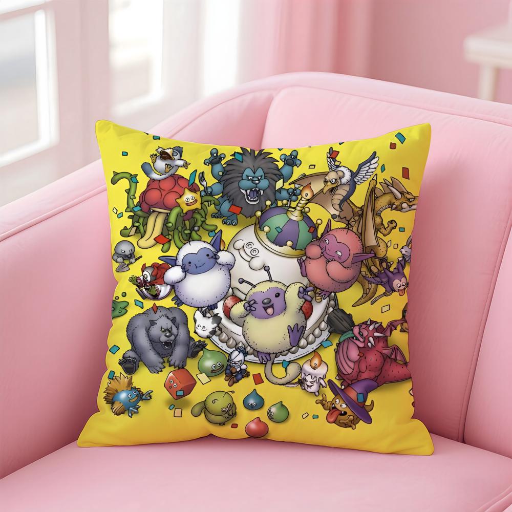 Cute Dragon Quest Rocket Slime Cushion Cover Comfortable Reversible Pillow Cover Ideal For Car Sofa Bedroom & Beyond