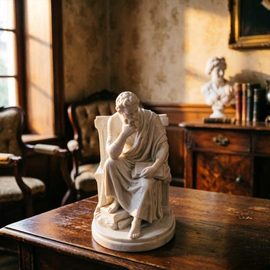 Ornaments with Philosopher Shape Stable Base 3D Printed Sculpture Retro Literary Desktop Decoration for Study Room Office Entrance Hall