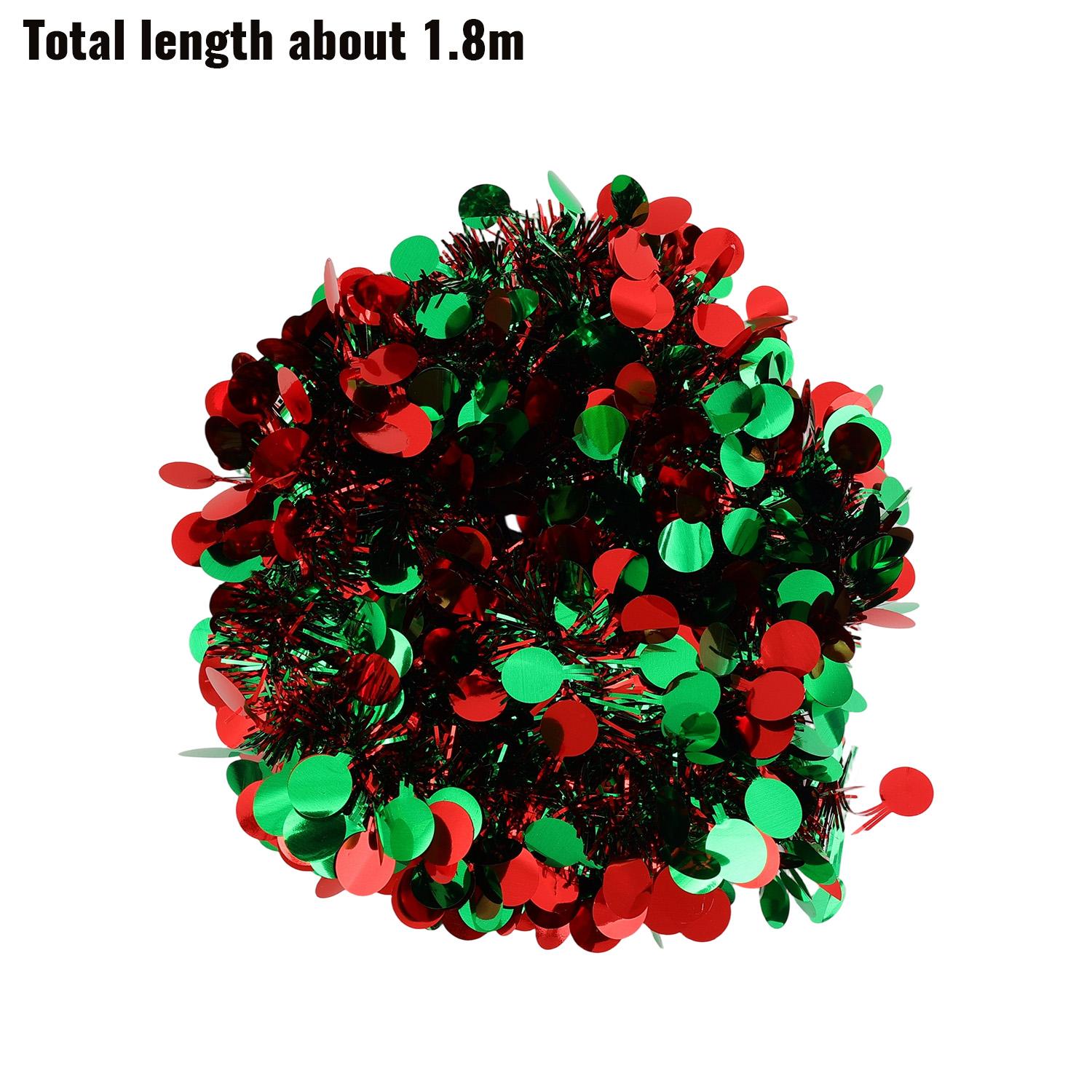 

10/1pcs Round Sequin Ribbon Garlands Christmas Glitter Tinsel Ribbons Strip DIY Wreaths Xmas Tree Hanging Ornaments Party Decor 1.8M- (1string)
