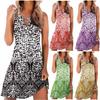 Kleider für Damen, lässig, Sommer, Blumenmuster, Tank-Kleid, ärmellos, ausgehöhlt, lockeres Strand-Kurzkleid