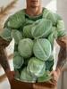 The Interesting Cabbage and Lettuce Pattern Summer 3D Printed Large-sized Men's T-shirt Is Suitable for Daily Wear