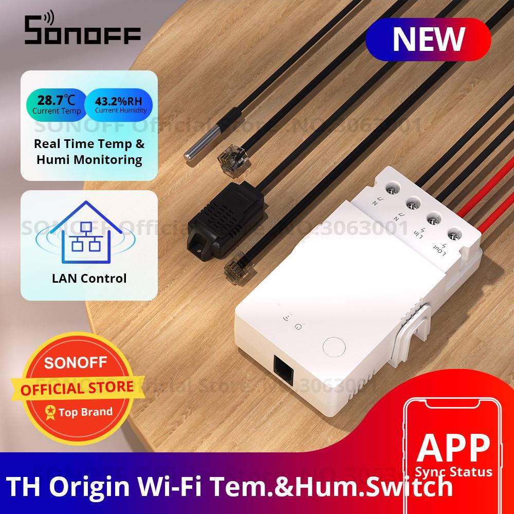 

SONOFF TH Origin Wifi Switch art Домашний контроллер Переключатель монитора температуры и влажности 20A Max SONOFF TH10/16 Обновление