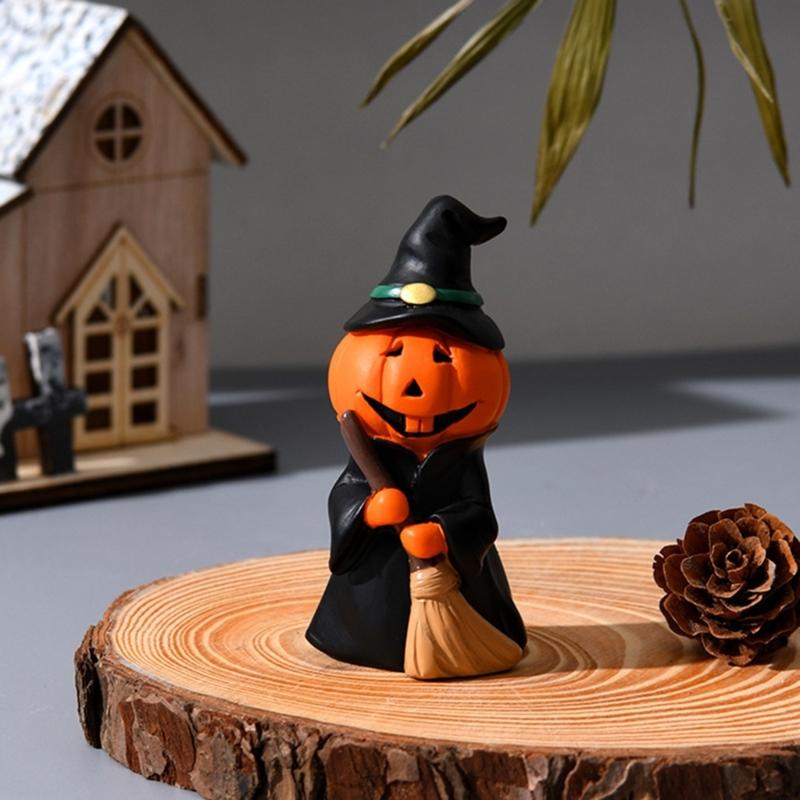 Festives Halloween Resin Pumpkin Figurine Colorful Centerpieces Decoration for Party and Home Display Desktop Accessory
