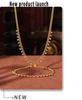 18K Gold-Plated Titanium Steel Necklace & Bracelet Set with Round Bead Spacer & Diamond Tassel